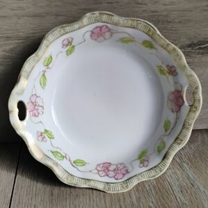 Antique Nippon Hand Painted Bowl Porcelain China Floral & Gold Accents 6" White